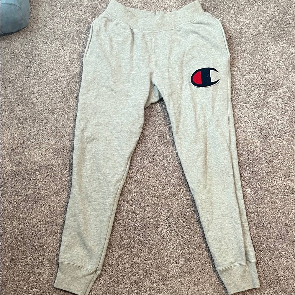 Champion Light Gray Joggers with Logo